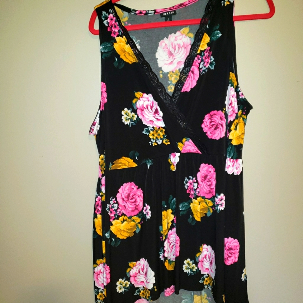 Torrid black floral baby doll top